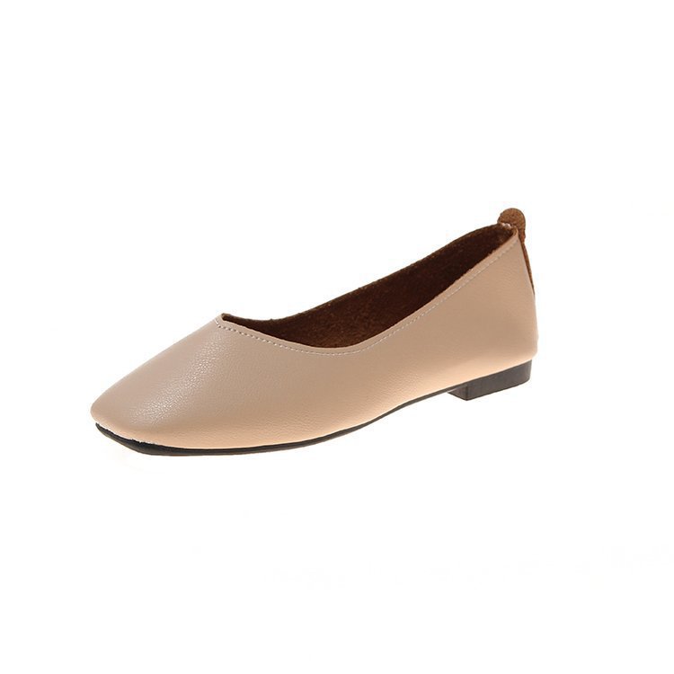Baotou Square Toe Shoes Women's Shallow Mouth Soft-soled Comfortable Flat-soled Beans Shoes Flat Half-drag One-step Lazy Shoes Spring and Autumn