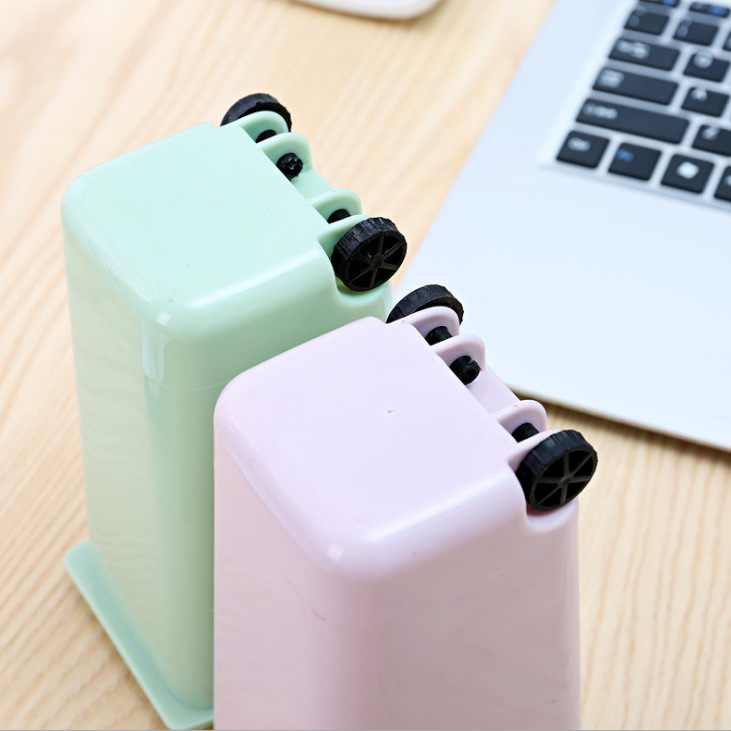 Hot selling plastic storage bucket desktop trash can Creative multifunctional pen holder desktop flip sundries bucket pen holder 2