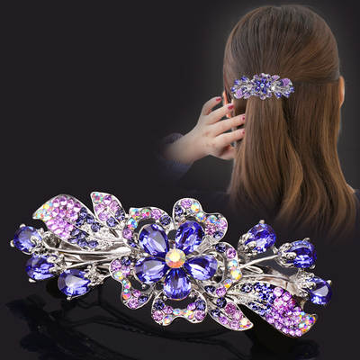 Hairpin Adult Hair Accessories Women's 2020 New Korean Style All-match Elegant Top Clip Spring Clip Hair Accessories Hairpin Rhinestone Clip