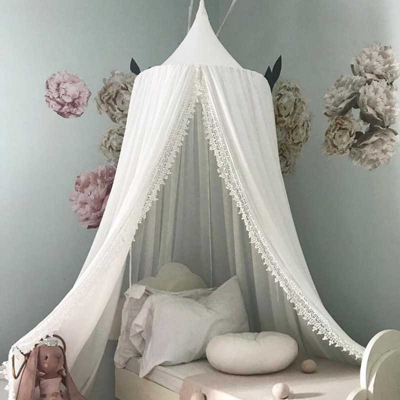 Ins Nordic Style Chiffon Lace Dome Mosquito Net Children's Room Chiffon Lace Dome Mosquito Net Bed Mantle Decoration