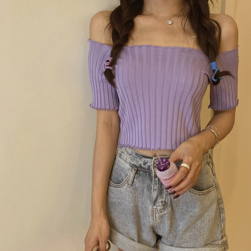Knitted T-shirt Short-sleeved Women's 2023 Summer New Arrival Short Clothes Fashionable Elegant Slim-fit All-match Slim-fit Sexy Thin Top