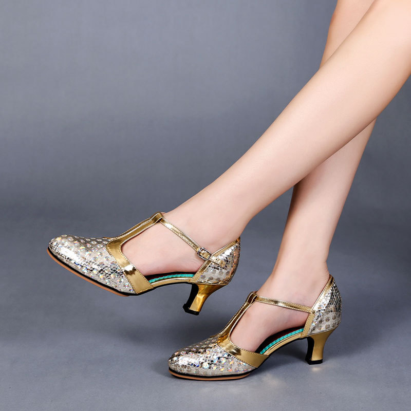 Lu Yishan Latin Dance Shoes Women's Mid-Low Heel Dance Shoes Soft Bottom Square Dance Social Modern Dance Shoes Four Seasons