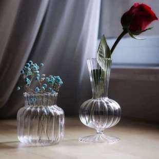 Factory Supply Simple Living Room Dining Table Decoration Nordic Creative Striped Transparent Glass Vase Ornaments