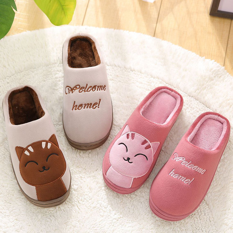 Winter cartoon couple slippers home wool slippers women warm cotton slippers cute animal indoor thickened wholesale