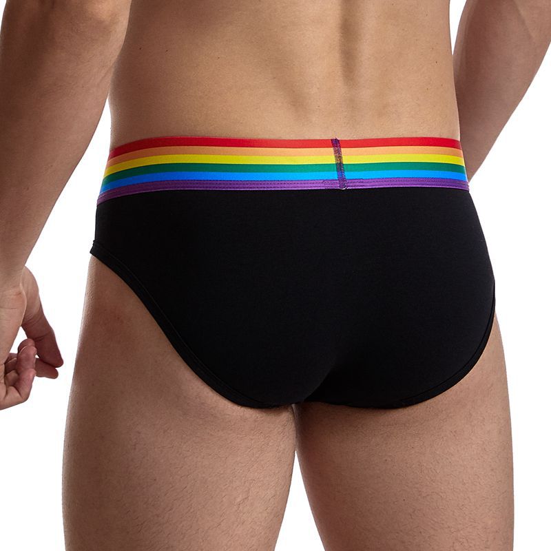 JOCKMAIL Rainbow Briefs Low Waist Sexy Solid Color Cotton Breathable Transparent Men's Underwear Summer Trendy Quick-drying Sports