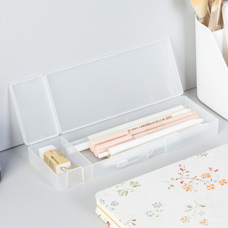 Transparent frosted storage pen case stationery box Korean fresh and minimalist stationery multi-functional creative pencil case