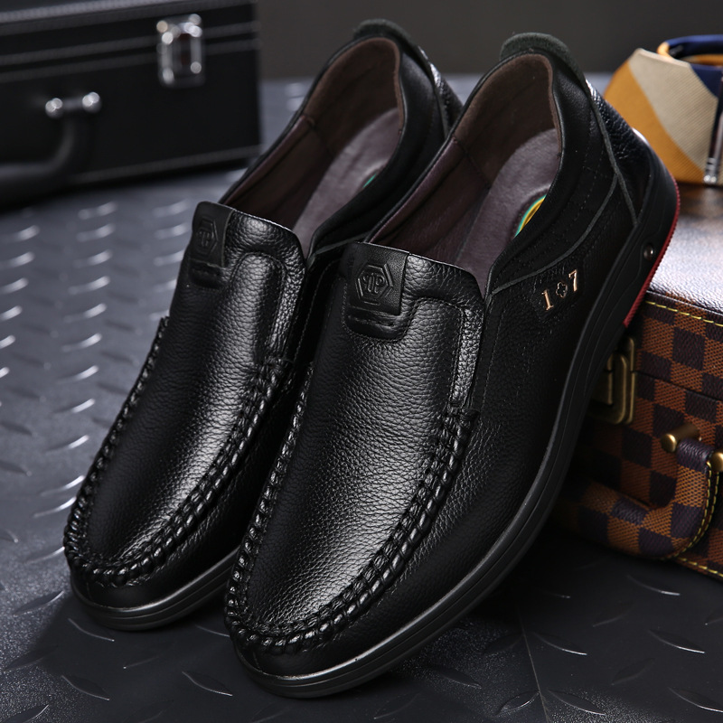 Soft Leather Men's Shoes Men's Business Dress Shoes Men's Fashion Breathable Shoes British Slip-on Casual Single Shoes