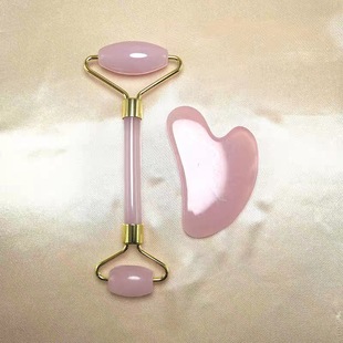 Spot Resin Powder Crystal Massage Roller Imitation Jade Beauty Stick Face Massager Double Head Roller Scraping Set