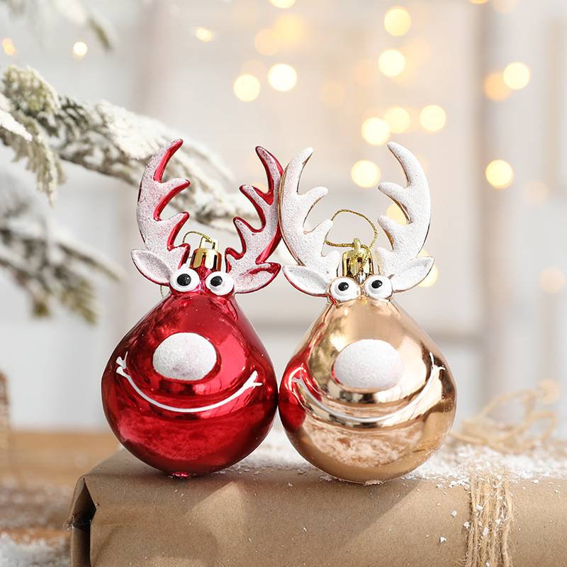Hong Kong Heng Christmas Decorations Elk Scene Decoration Christmas Tree Hanging Decoration Plastic Ceiling Pendant Hanging Ball