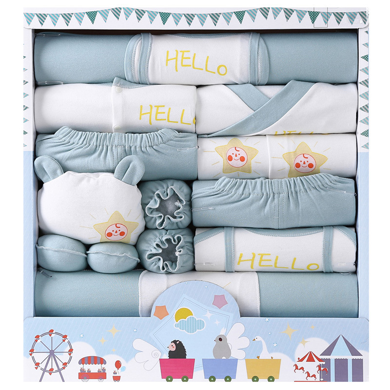 18-piece baby clothes newborn gift box pure cotton spring and summer newborn full moon baby set supplies