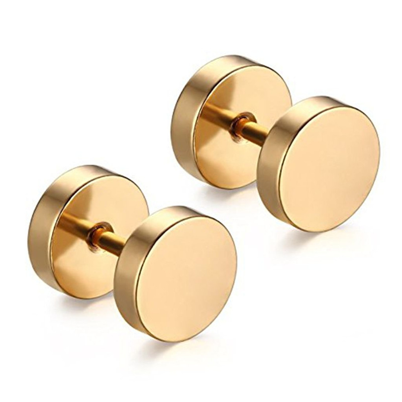 Titanium steel barbell earrings anti-allergic dumbbell earrings single trendy male personality ear jewelry student female