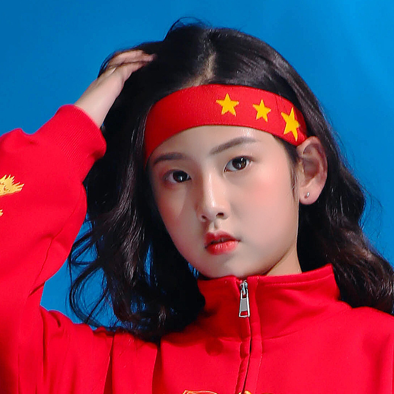 Korean style children's running sports hair band wristband suit boys and girls personality hip hop headdress performance headband fashion