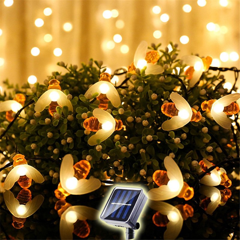 Cross border 30led solar string lights small bee outdoor waterproof Christmas Lights Festival string lights courtyard decoration lights