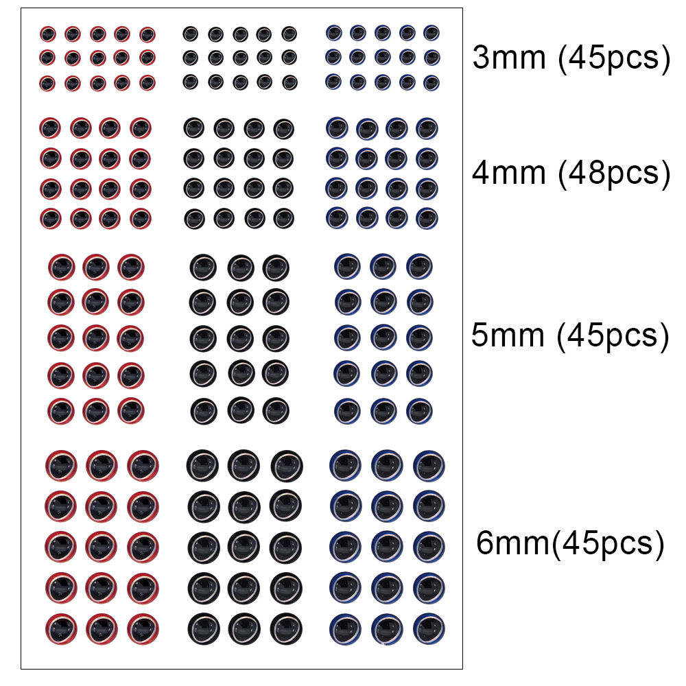 3D Luya Fish Eye 183PCS Hybrid DIY Luya Simulation Fake Bait Laser Fish Eye 3mm4mm5mm6mm