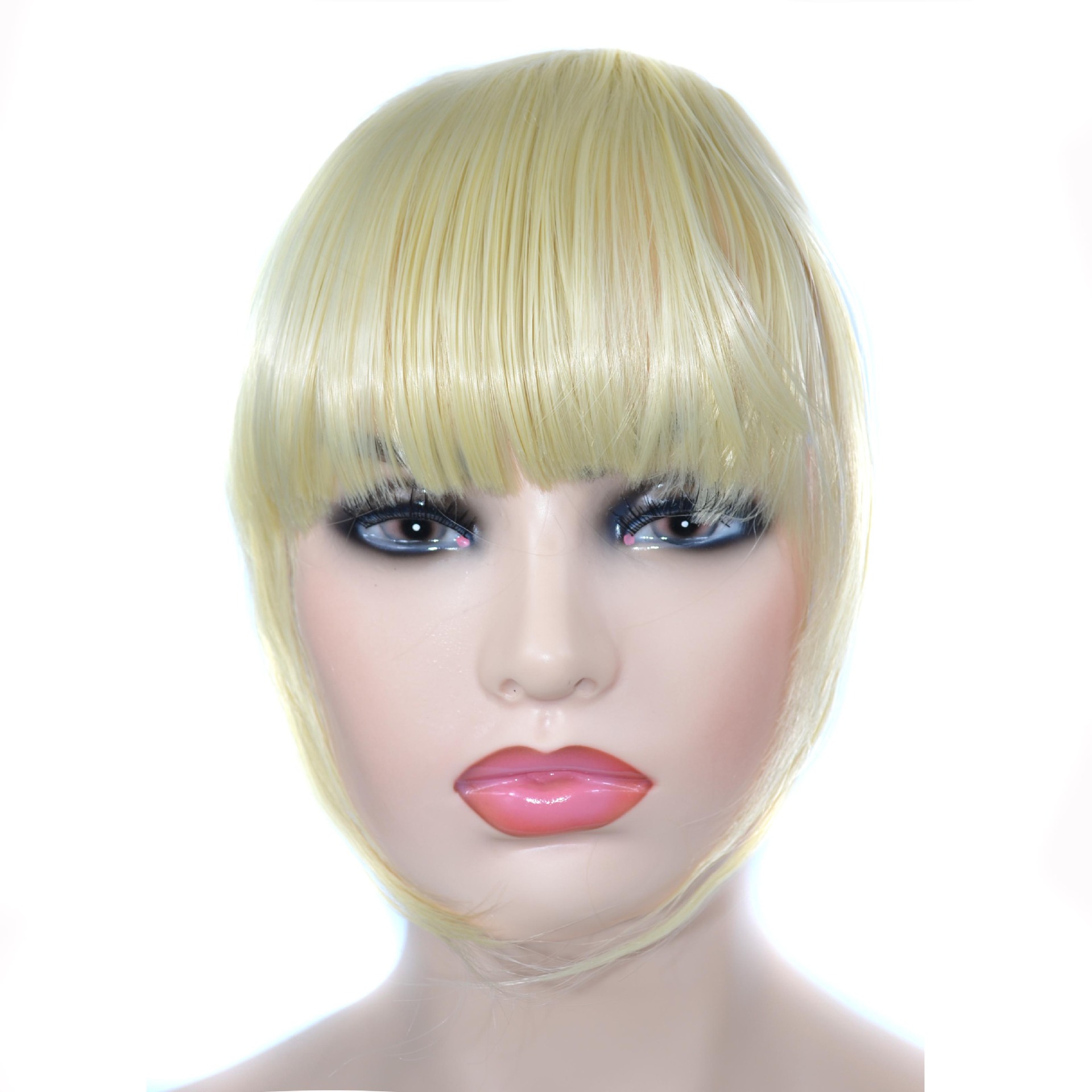 Foreign trade chemical fiber double sideburns bangs European and American wig bangs ladies wig piece high temperature matte silk double sideburns flat bangs