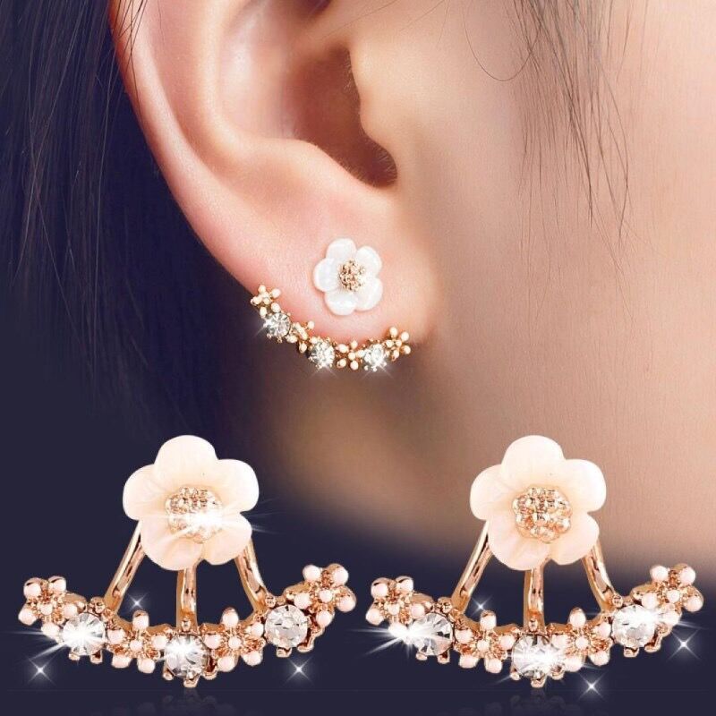 ヒナギクのイヤリングのピアスの女性の韓国版の簡単な水晶の小さい鄒菊の花の後で掛け式の耳のアクセサリーの甘いイヤリング|undefined