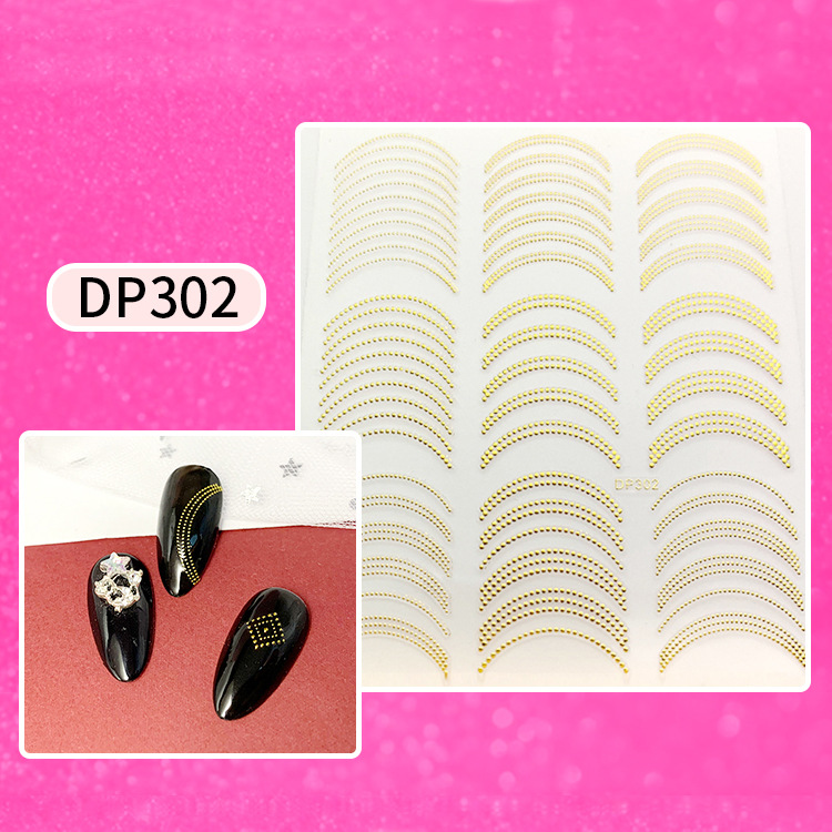 3D three-dimensional nail decals gilding geometric pattern nail stickers personalized golden lines lines nail art jewelry