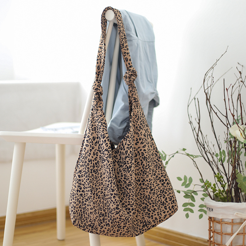 Korean Style Student Large Capacity Shoulder Bag Simple Stylish Leopard Print Crossbody Women's Bag Fashionable Casual Lazy Style Tote Bag
