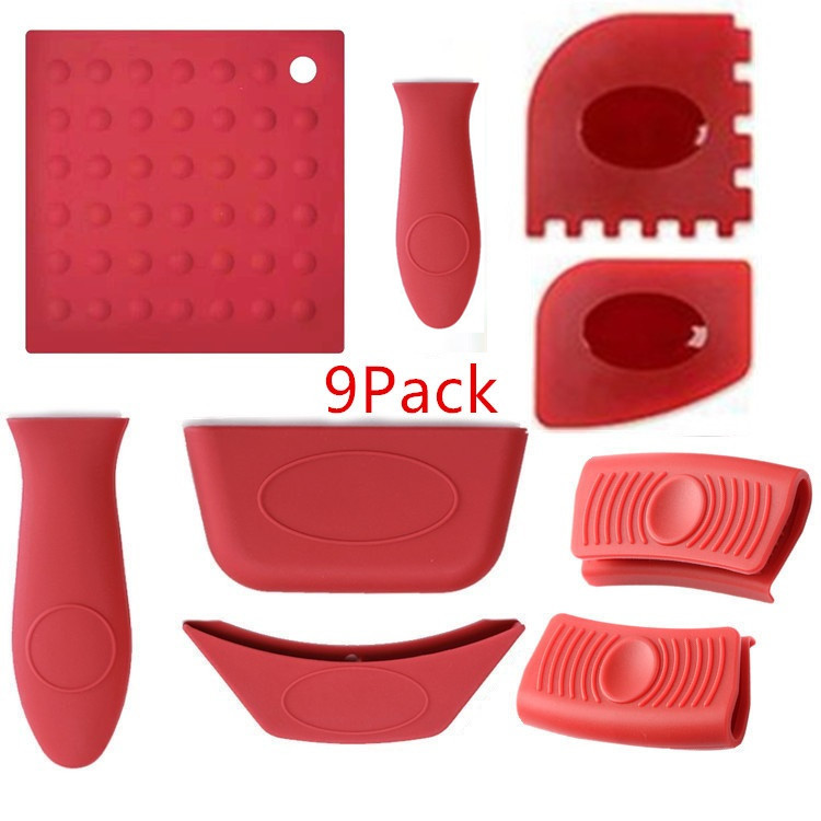 Silicone insulated pot handle cover non-slip pot earmuffs kitchen silicone three-piece non-slip silicone earmuffs