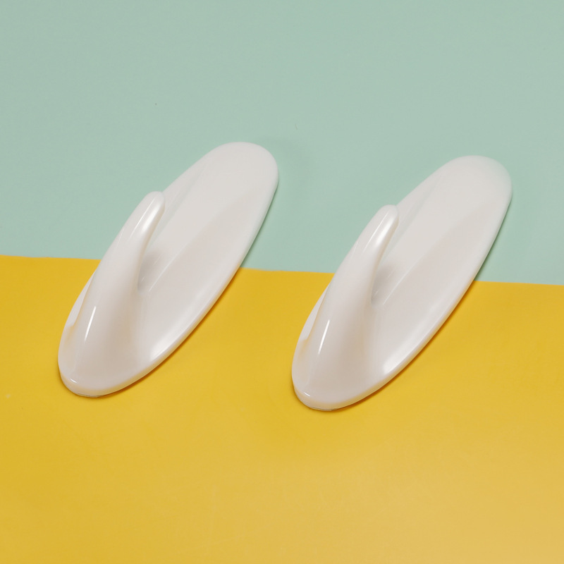 White Simple Plastic Long Oval Hook Large, Medium and Small Multi-use Hanging Hook for Door