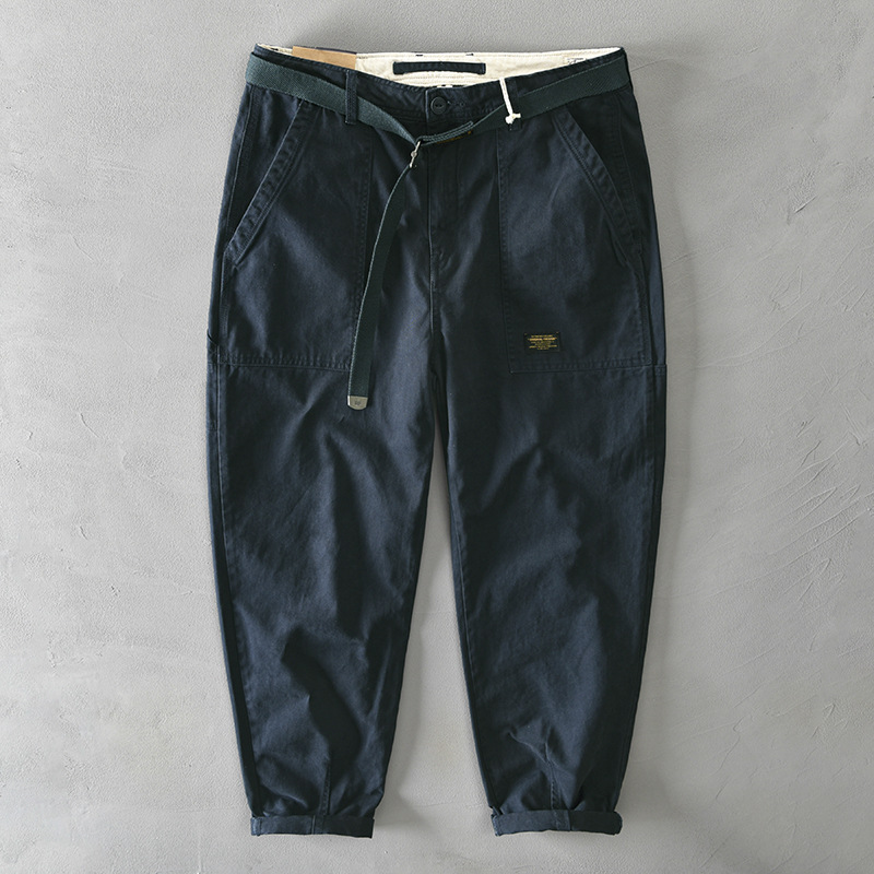 Z329 autumn and winter new men's Cotton solid color multi-pocket Japanese casual overalls one-piece delivery