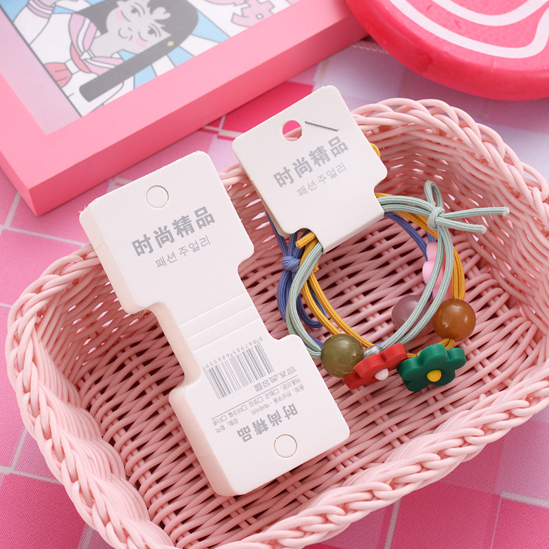 Single price belt hanging hole hair ring rubber band packaging paper card hair accessories paper card hair ring label note hair rope tag wholesale