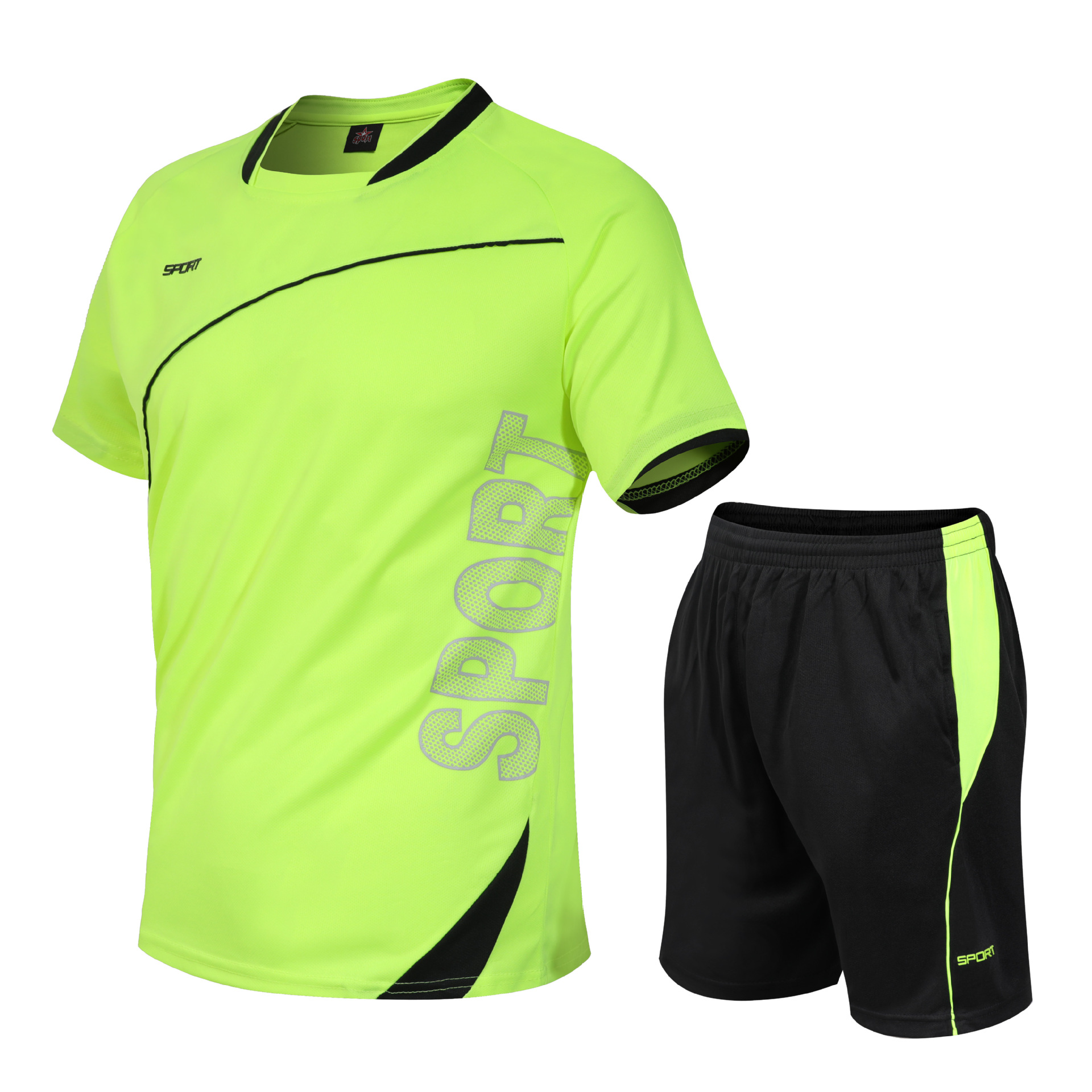 Sports Suit Men's Summer Fitness Short-sleeved T-shirt Quick-drying Clothes Running Loose Casual Sportswear Large Size 1701