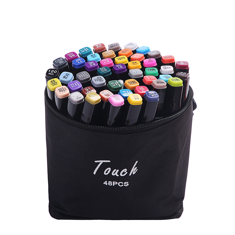 Children's stationery Touch double head color marker pen set 48/80 color animation student design hand drawn pen wholesale
