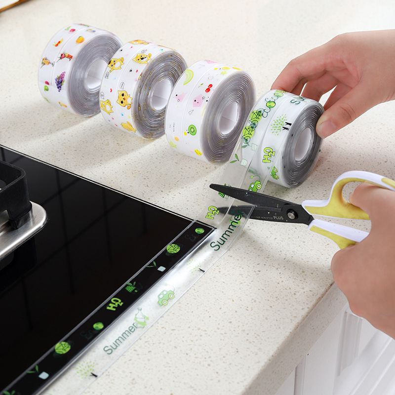 Printed kitchen waterproof mildew-proof stickers beautiful stickers white toilet mildew-proof waterproof tape kitchen sink mildew-proof tape