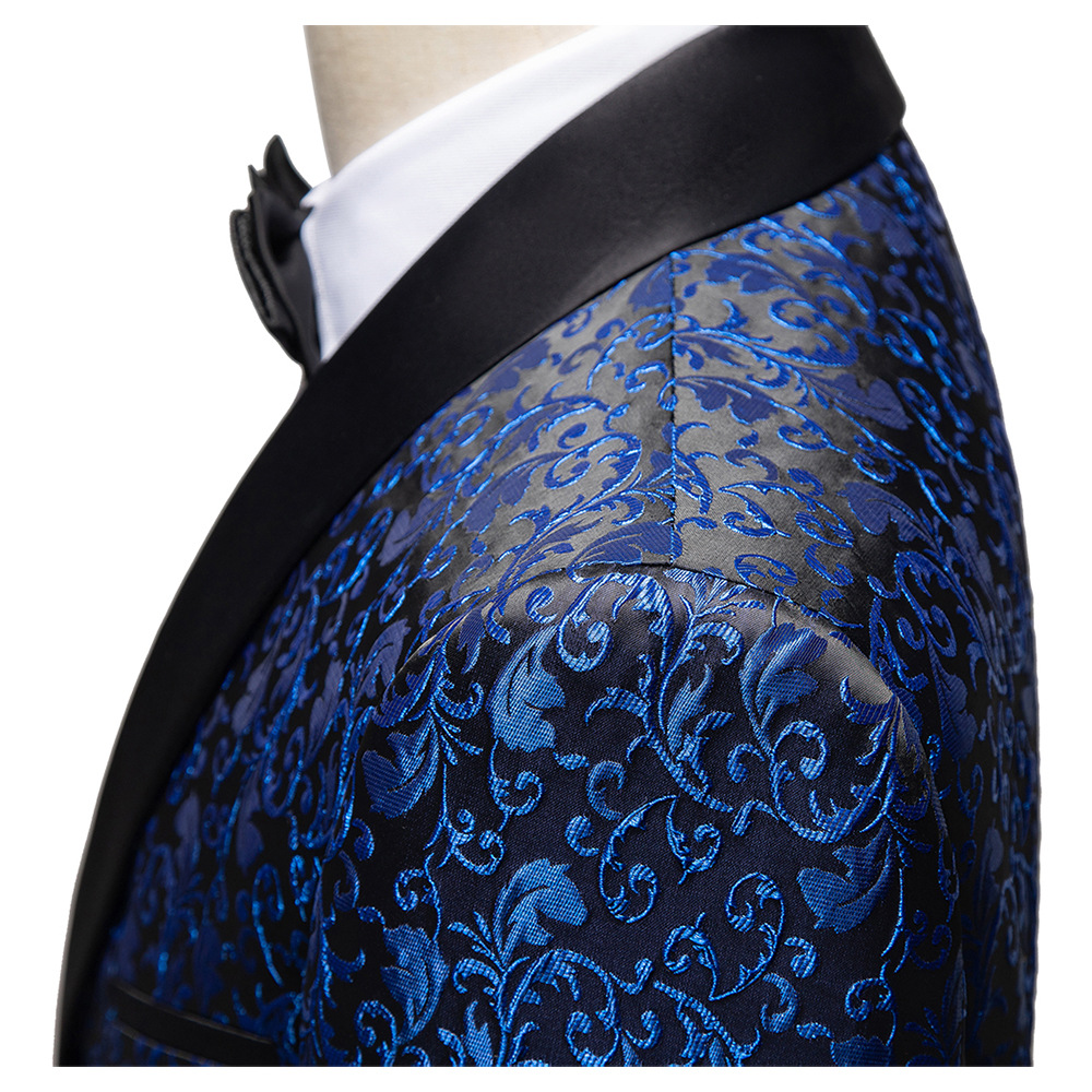Cross-Border Men's jacquard dress foreign trade fashion two-piece suit slim multi-color stage performance banquet wedding
