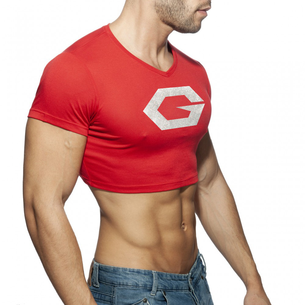 Men's T-shirt Cotton Sports Vest Combed Cotton Yoga Clothing Sweat Absorbing Breathable V-neck European and American Sexy Navel Underwear