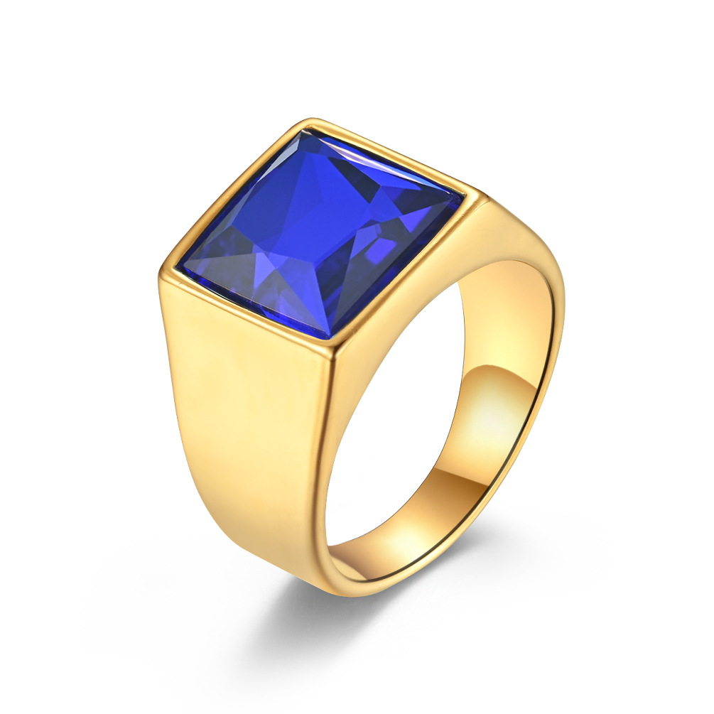 New domineering titanium steel casting ring stainless steel gem ring fashion personality Dongguan origin foreign trade supply