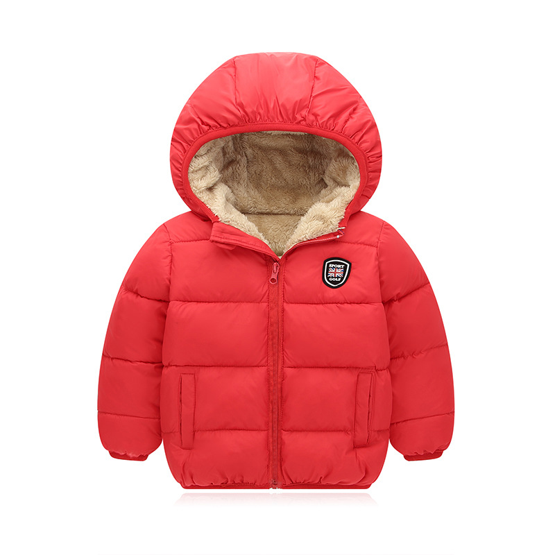 Children's fleece-lined padded hooded down cotton-padded jacket 2022 new short coat for boys and girls