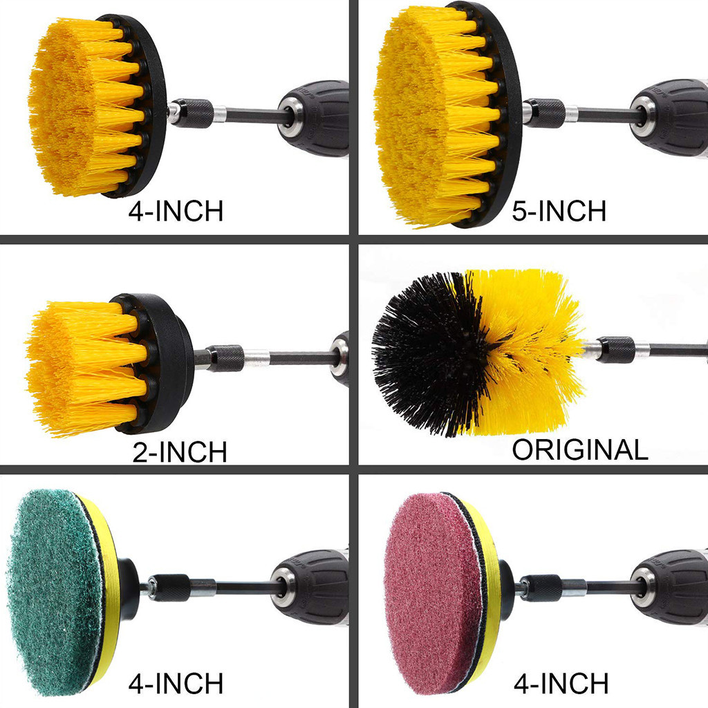 Cross-border explosions 11-piece electric cleaning brush head set 4 inch cleaning scouring pad floor tile wall cleaning