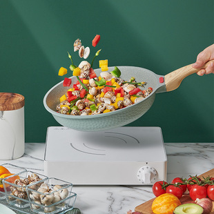 Cross-border Green Maifan Stone Pan Non-stick Pan Steak Frying Pan Pancake Pan Household Frying Pan for Induction Cooker