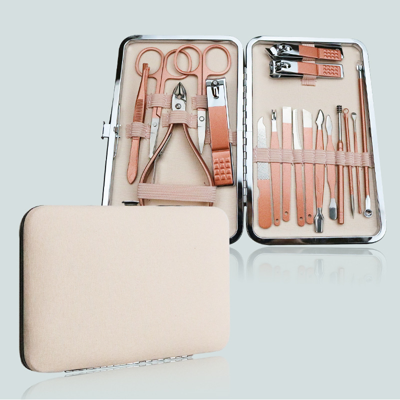 Spot stainless steel nail clippers set pink pedicure nail Clippers 18-piece set nail clippers set box manicure set