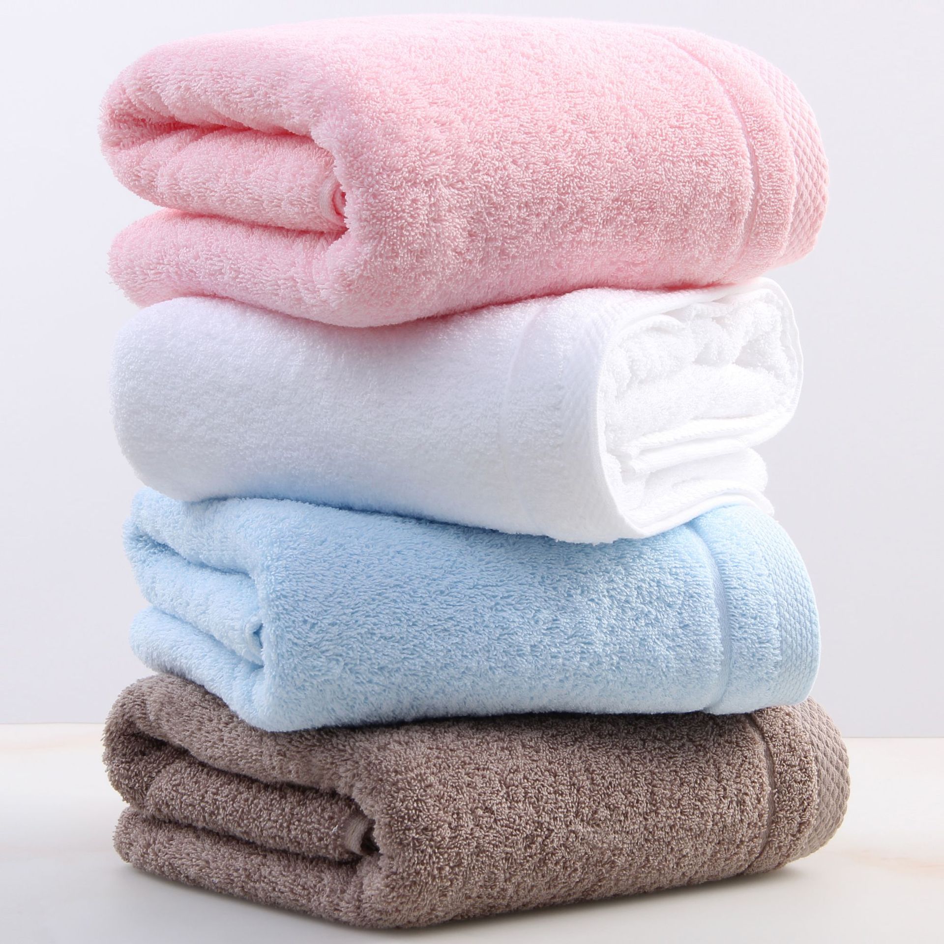 Factory sales bath towel cotton adult increased thickening plain cut long staple cotton hotel logo