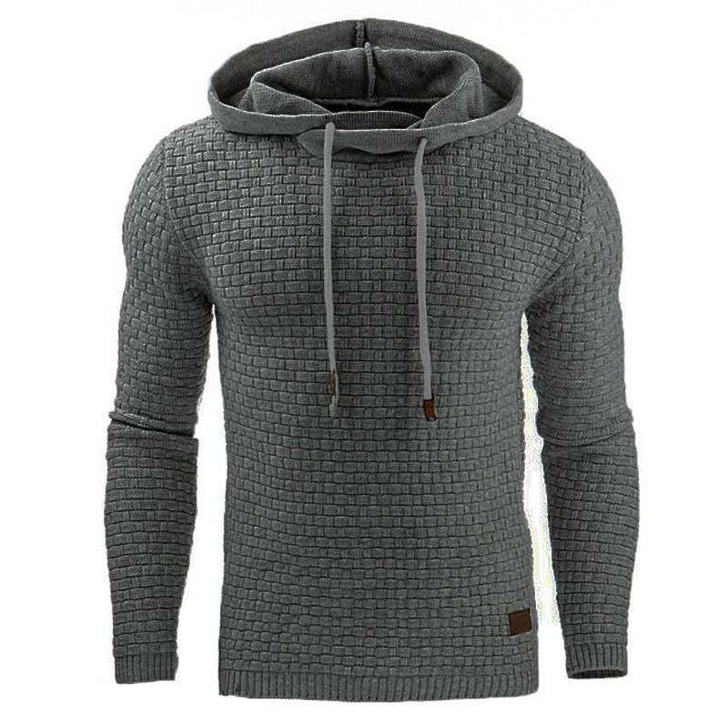 2023 spring and winter European and American men's Jacquard sweater long sleeve hoodie warm color hooded sports sweater men's coat