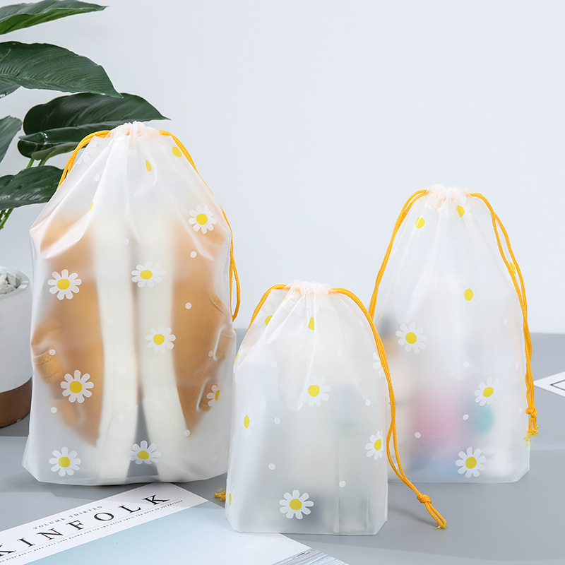 Clothing zipper bag small Daisy zipper bag T-shirt underwear storage bag small chrysanthemum frosted plastic packaging bag spot