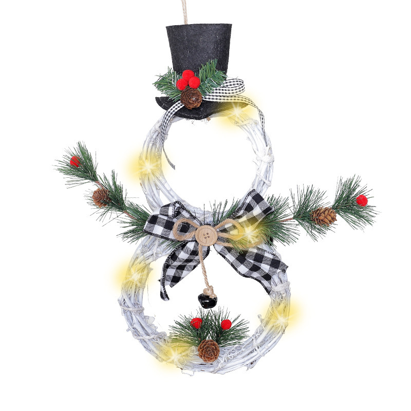 2024新品クリスマス用品ホームデコレーションクリスマスリースペンダントledランプ花リングペンダントクリスマス籐|undefined