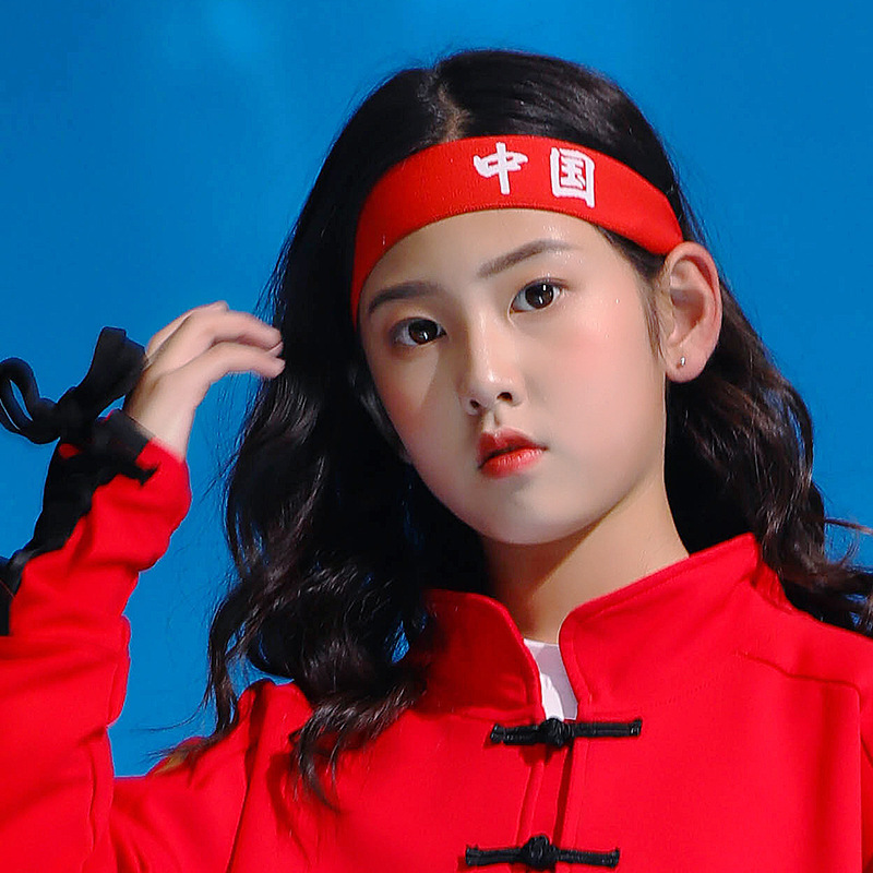 Korean style children's running sports hair band wristband suit boys and girls personality hip hop headdress performance headband fashion