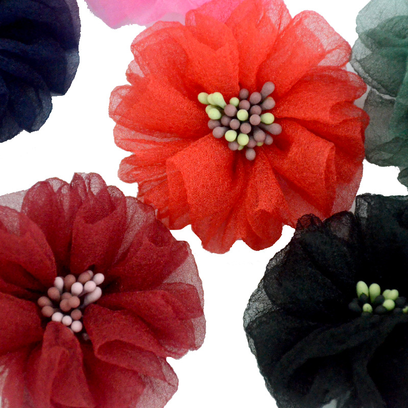 New Handmade Bubble Snow Yarn Fabric Matchstick Head Flower Core Flower diy Children's Hair Accessories Shoes and Hats Flower Clothing Accessories