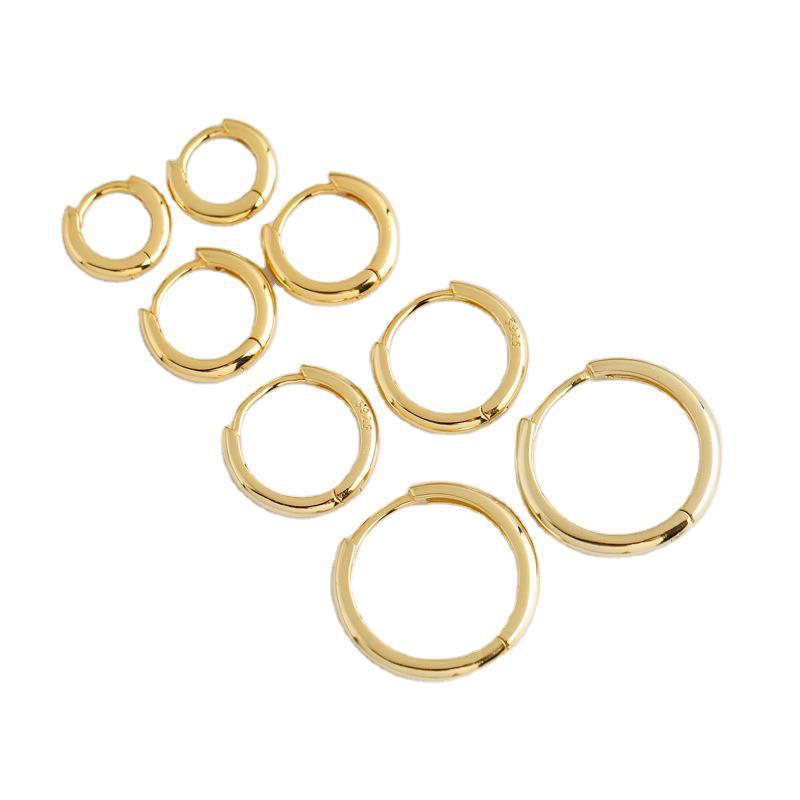 Cross-border European and American ins fashion personality gold smooth circle s925 sterling silver earrings earrings high-end earrings