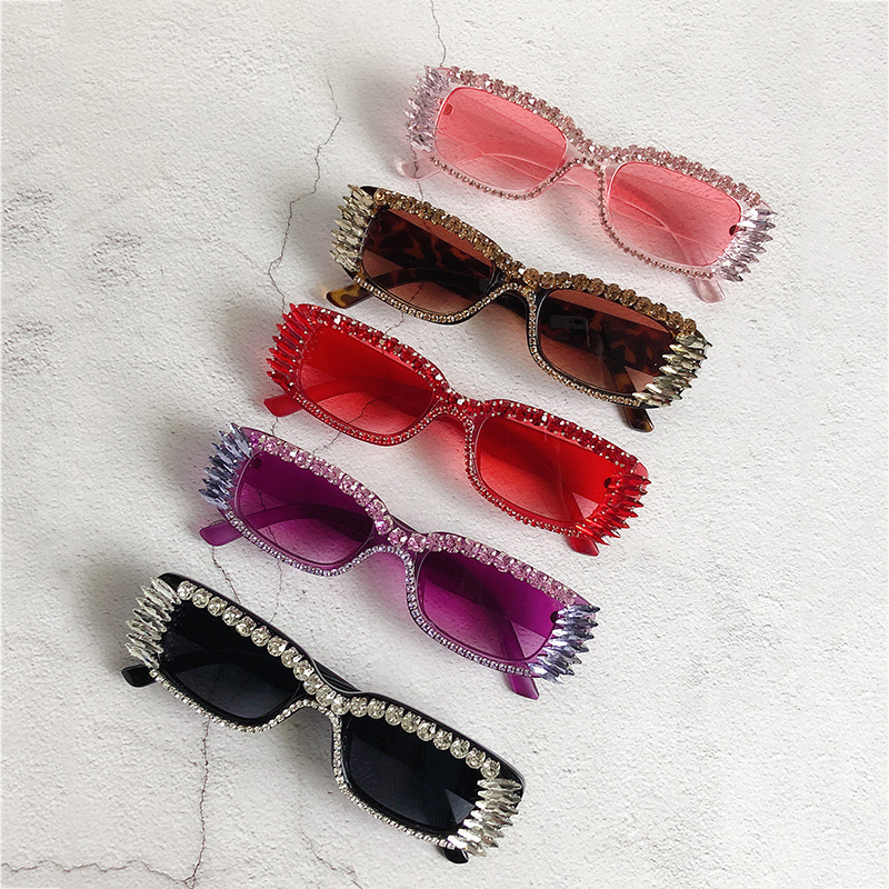 New personalized square diamond sunglasses small frame street shot women's sunglasses cross-border European and American fashion sunglasses