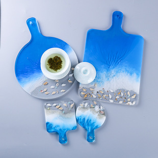 Triumphant diy crystal silicone mold 4 Handle Tray making mirror silicone table