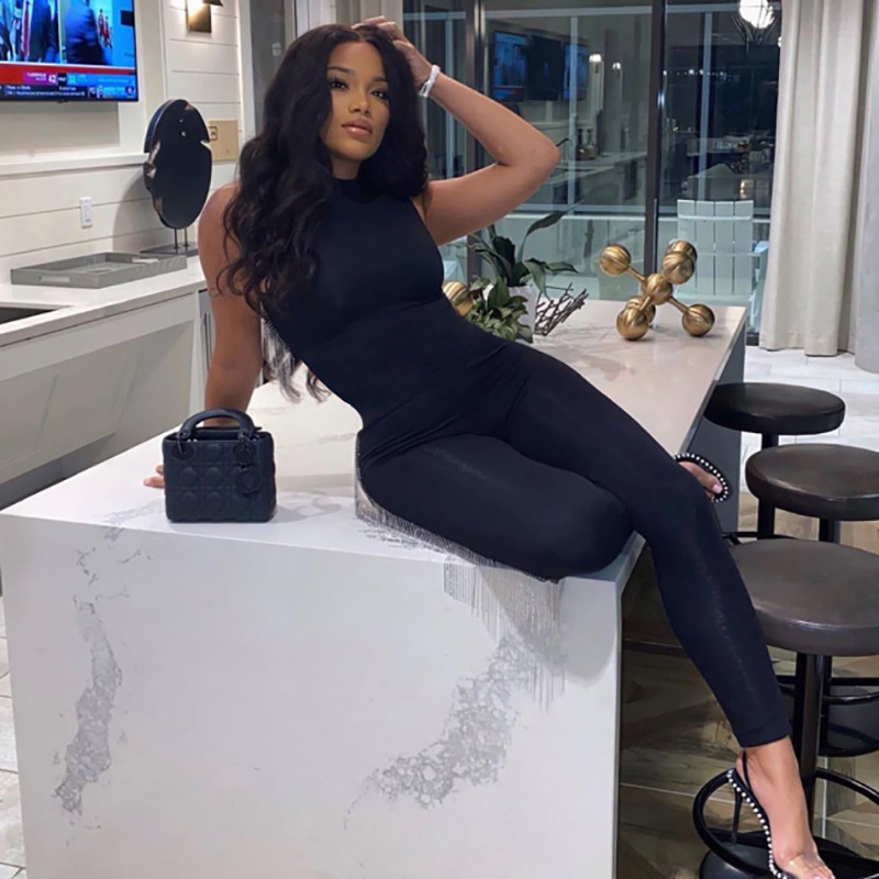 Foreign Trade Cross-border 2023 European and American Style Amazon Spring New Women's Sleeveless Slim-fit High Waist Sports Jumpsuit