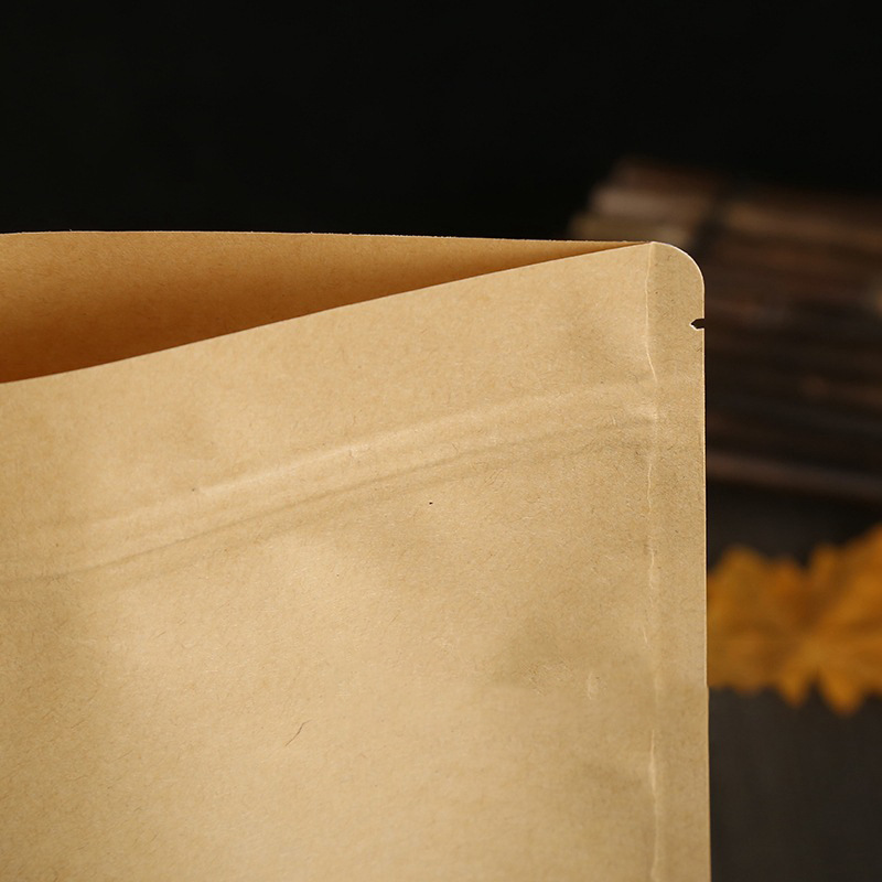 Kraft Paper Bag Frosted Self-sealing Bag Window Tea Sealed Self-supporting Bag Nuts Dried Fruit Snack Food Packaging