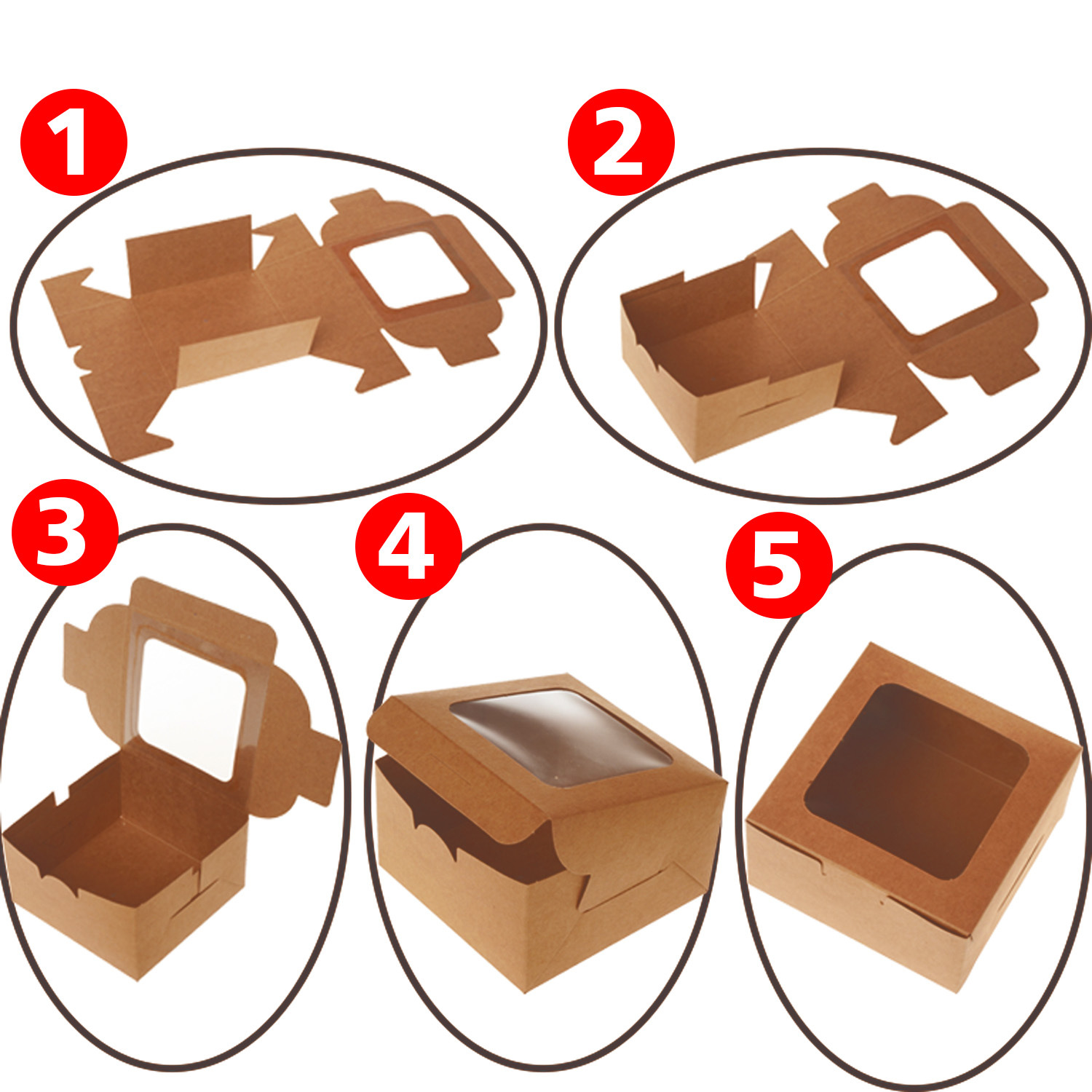 in stock Wholesale Dessert Bread Cake Kraft Paper Box With Transparent Pet Window Baking West Point Picnic Box