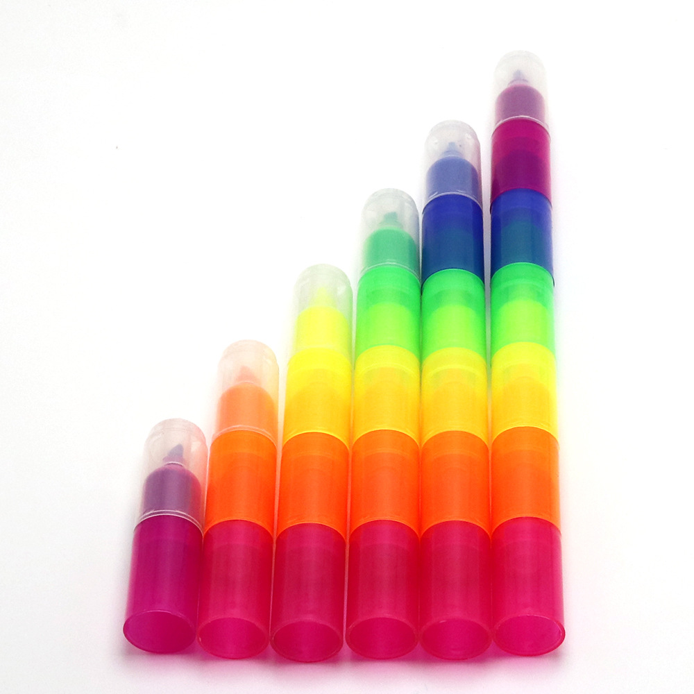 Creative multi-section combination highlighter 6-Section Building Blocks Children's color painting pen bookkeeping key color pen