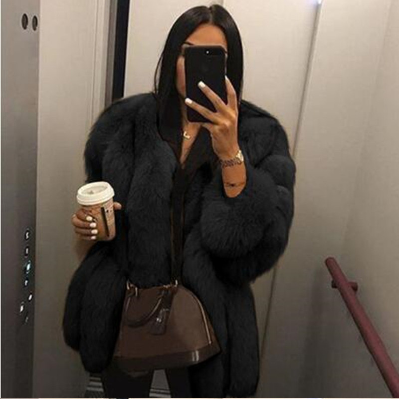 Wholesale European and American imitation fur coat women's new autumn and winter fox fur mid-length artificial fur fur coat